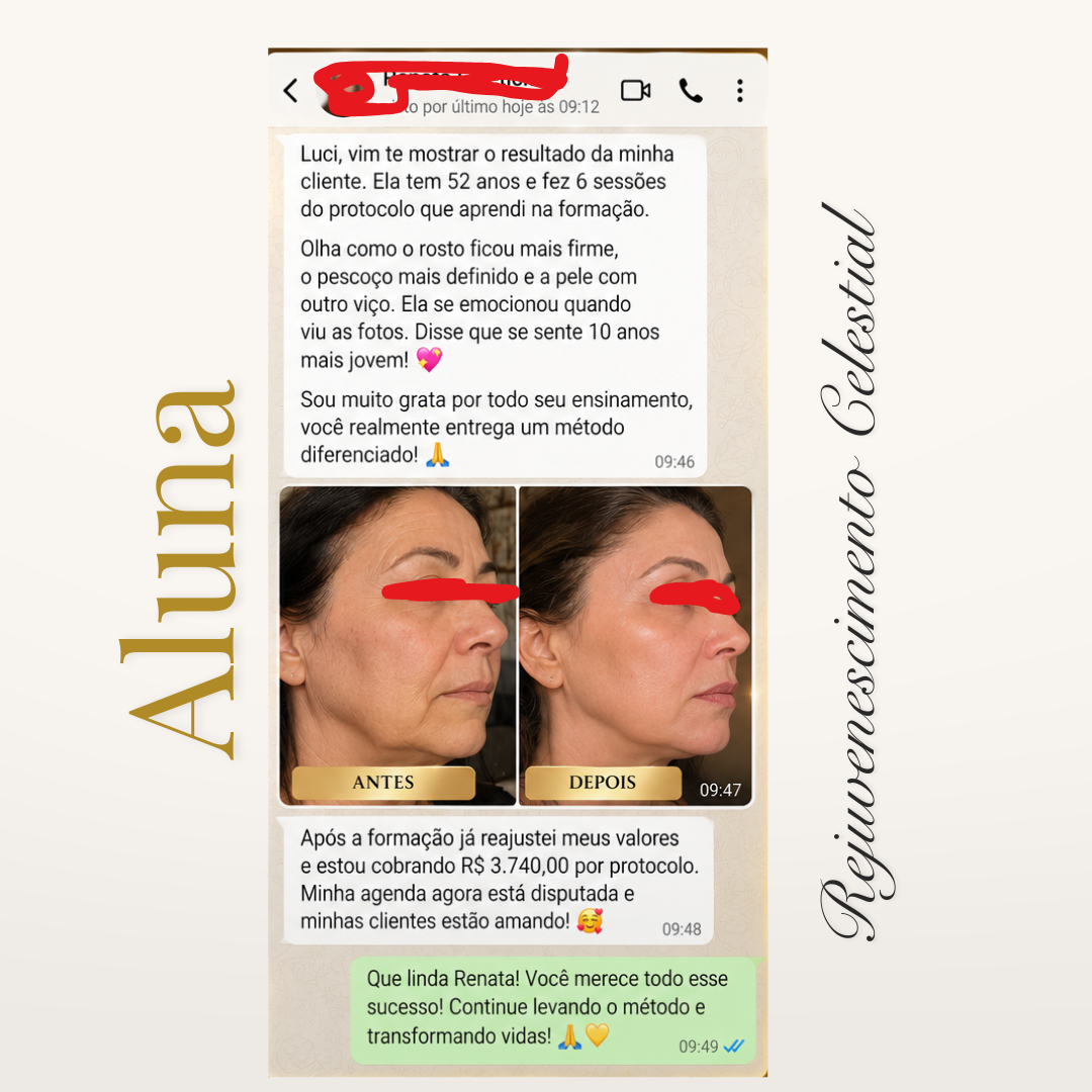 Depoimento real de aluna da Formação Rejuvenescimento Facial Celestial